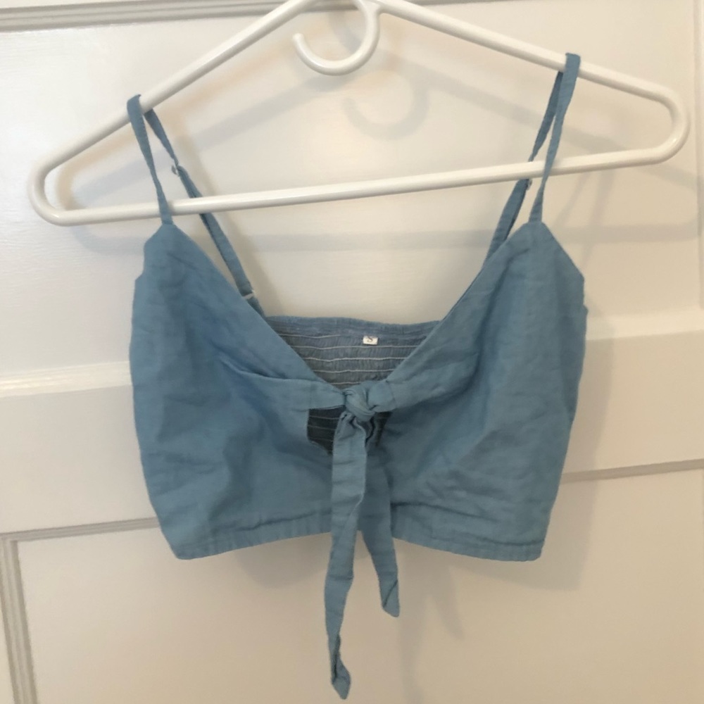 Cropped denim tank top
